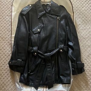 Leather 3/4 black lamb skin jacket S/P coat